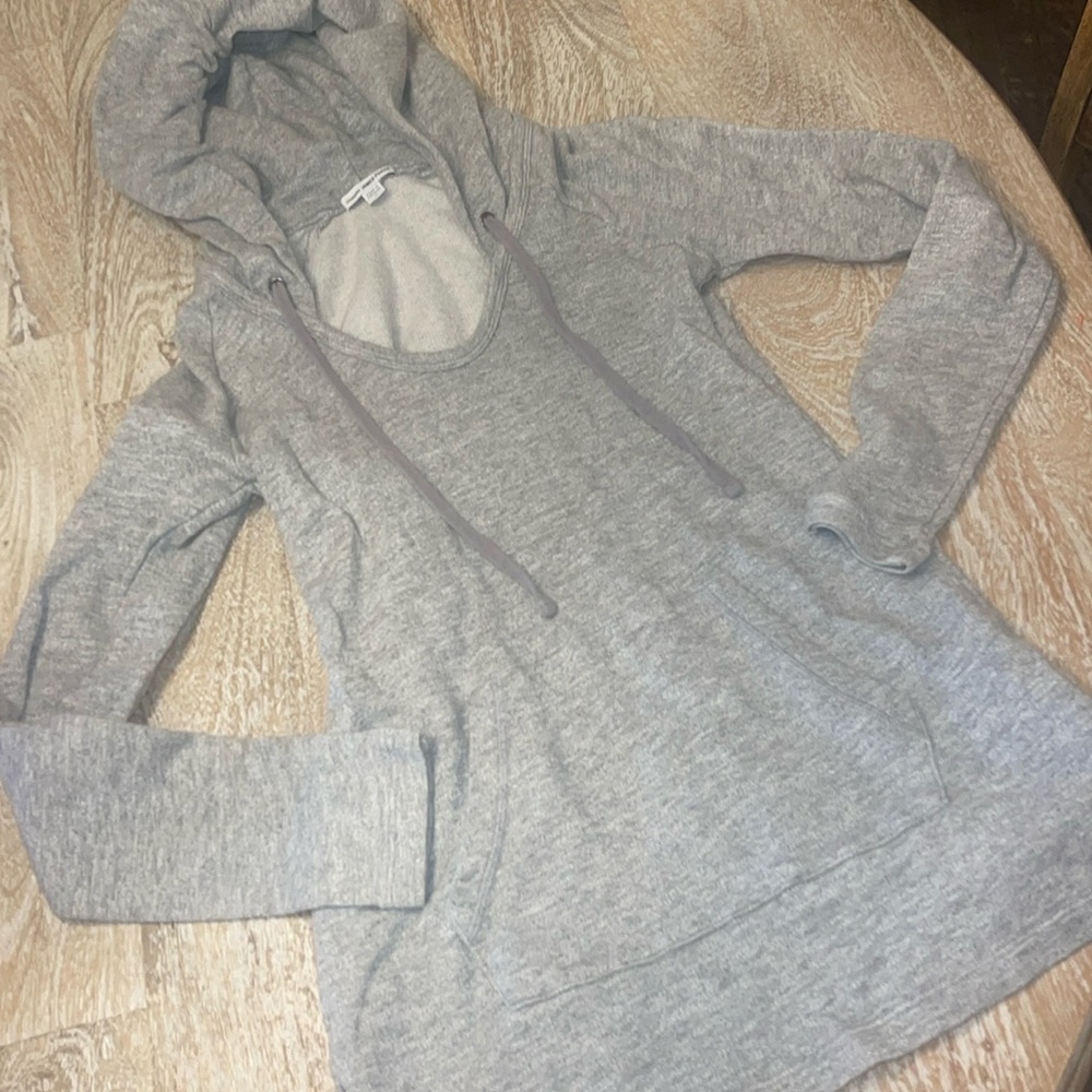 STANDARD JAMES PERSE grey French terry pullover hooded lounge sweatshirt